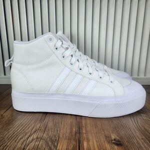 Adidas Bravada 2.0 Mid Platform Sneakers Womens Sz 9.5 White Canvas Shoes IE2316